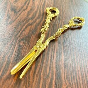 Vintage Art Nouveau  Italian Gold Plated Grape Shears, Ornate Barware Scissors